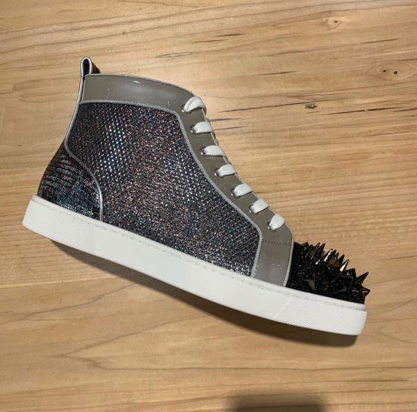 luxurious spiked high red bottom sneaker mens patent leather grey glitter orlato casual walking leisure trainer footwear 35-47, Black
luxurious spiked high red bottom sneaker mens patent leather grey glitter orlato casual walking leisure trainer footwear 35-47, Black