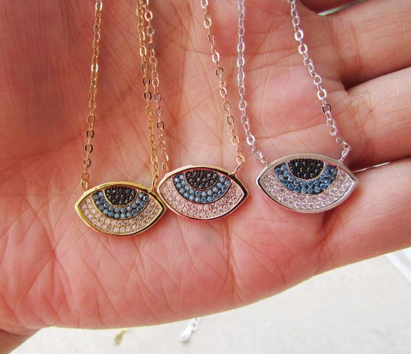 new arrival three colors pave cubic zirconia evil eye charms chain girl necklace, Silver
new arrival three colors pave cubic zirconia evil eye charms chain girl necklace, Silver