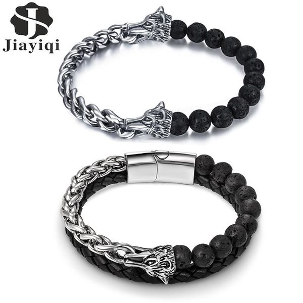 jiayiqi punk bracelet men stainless steel chain leather bracelet natural stone beads wolf head ornament male jewelry wrist gifts, Golden;silver
jiayiqi punk bracelet men stainless steel chain leather bracelet natural stone beads wolf head ornament male jewelry wrist gifts, Golden;silver