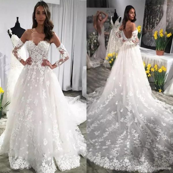 2020 new a line wedding dresses with removed sleeve sweetheart lace bridal gowns appliques beads court train backless wedding dress custom, White
2020 new a line wedding dresses with removed sleeve sweetheart lace bridal gowns appliques beads court train backless wedding dress custom, White