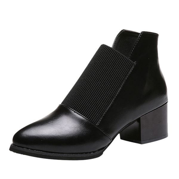 ankle boots for women's winter pointed thick high heeled short tube elastic belt boots retro elastic band ankle booties shoes, Black
ankle boots for women's winter pointed thick high heeled short tube elastic belt boots retro elastic band ankle booties shoes, Black