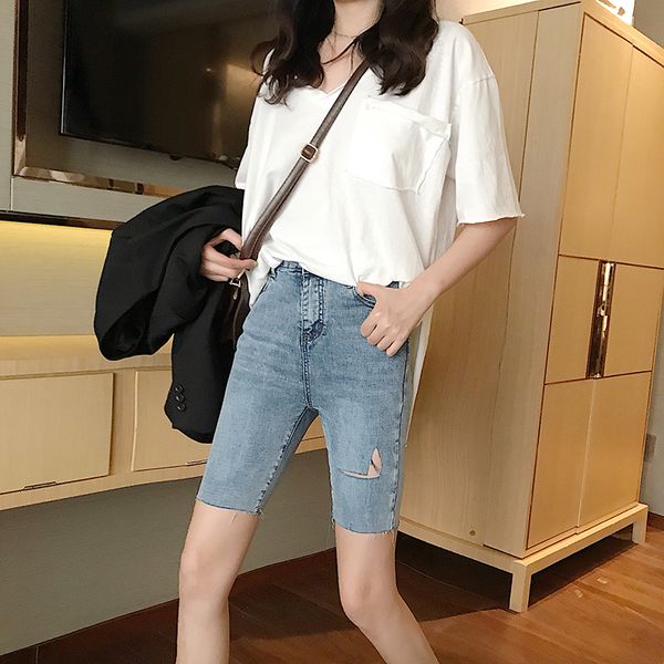 knee length ladies denim shorts women push up elastic high waist biker skinny shorts jean hole women summer streetwear, White;black
knee length ladies denim shorts women push up elastic high waist biker skinny shorts jean hole women summer streetwear, White;black
