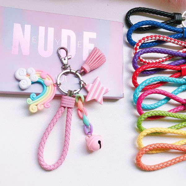 new korean version lovely girl's heart creative soft pottery rainbow key chain schoolgirl bag lollipop pendant key accessories, Silver
new korean version lovely girl's heart creative soft pottery rainbow key chain schoolgirl bag lollipop pendant key accessories, Silver
