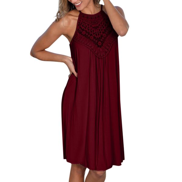 summer women dress sleeveless o-neck hollow out lace patchwork solid loose hem beach casual evening party dress, Black;gray
summer women dress sleeveless o-neck hollow out lace patchwork solid loose hem beach casual evening party dress, Black;gray