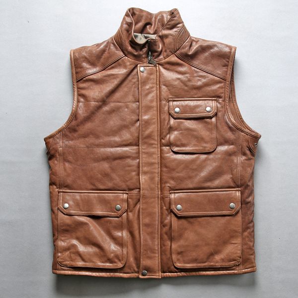 2020 men's winter genuine leather vest with pockets sheepskin cotton vest for men stand collar brown sleeveless jacket, Black
2020 men's winter genuine leather vest with pockets sheepskin cotton vest for men stand collar brown sleeveless jacket, Black