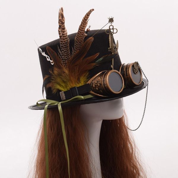 ladies black feather women fedoras steampunk gears men hat with googles ladies black same-day shipping ldcbo, White
ladies black feather women fedoras steampunk gears men hat with googles ladies black same-day shipping ldcbo, White