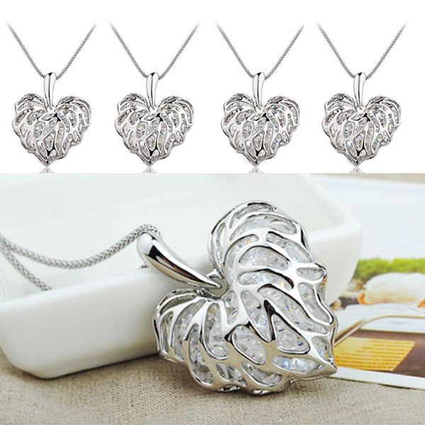 new hollow leaves love zircon sweater chain pendant necklace statement jewelry for women sweater necklace, Silver
new hollow leaves love zircon sweater chain pendant necklace statement jewelry for women sweater necklace, Silver