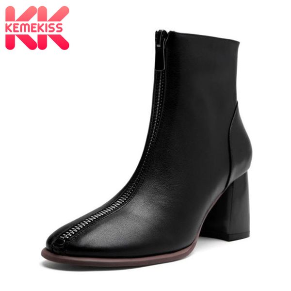 kemekiss real leather women ankle boots fashion solid color shoes women square heel zipper office female footwear size 33-40, Black
kemekiss real leather women ankle boots fashion solid color shoes women square heel zipper office female footwear size 33-40, Black