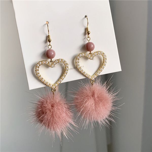 new korean ball earrings sweet cute pink rhinestone heart pearl ear drop earrings jewelry accessories, Silver 
new korean ball earrings sweet cute pink rhinestone heart pearl ear drop earrings jewelry accessories, Silver