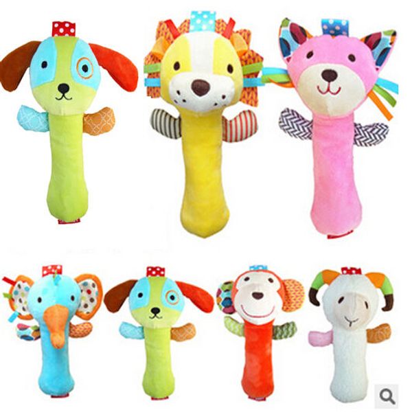 2018 Brand Infant Kids Baby Rattle Toys Animal Hand Bells Plush Babytoy With Bb Sound Toy Brithday Gift Stuffed Cotton Toys