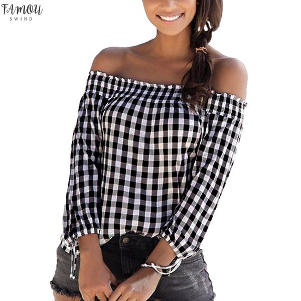 2020 new women shirt womens off shoulder long sleeve female casual loose check plaid blouse roupa feminina, White
2020 new women shirt womens off shoulder long sleeve female casual loose check plaid blouse roupa feminina, White