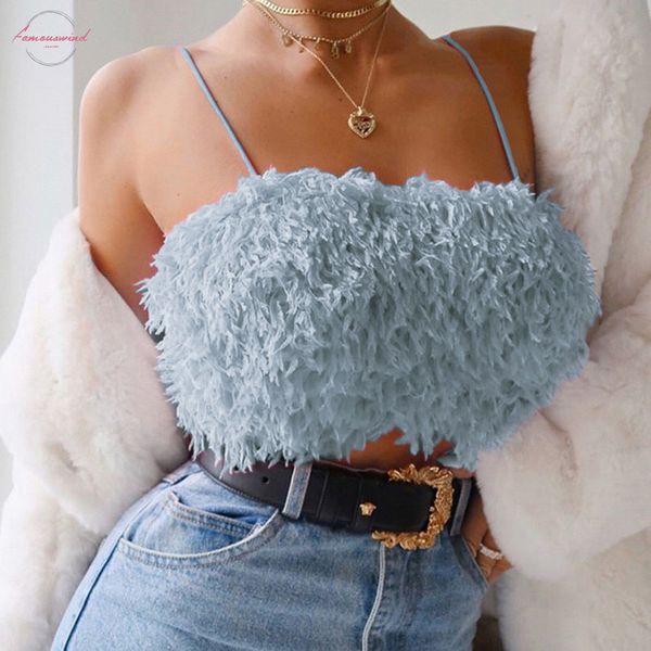 women fluffy soft plush tank camis solid sleeveless overlap cross sling crop tank camis vest gothic women clothes streetwear, White
women fluffy soft plush tank camis solid sleeveless overlap cross sling crop tank camis vest gothic women clothes streetwear, White