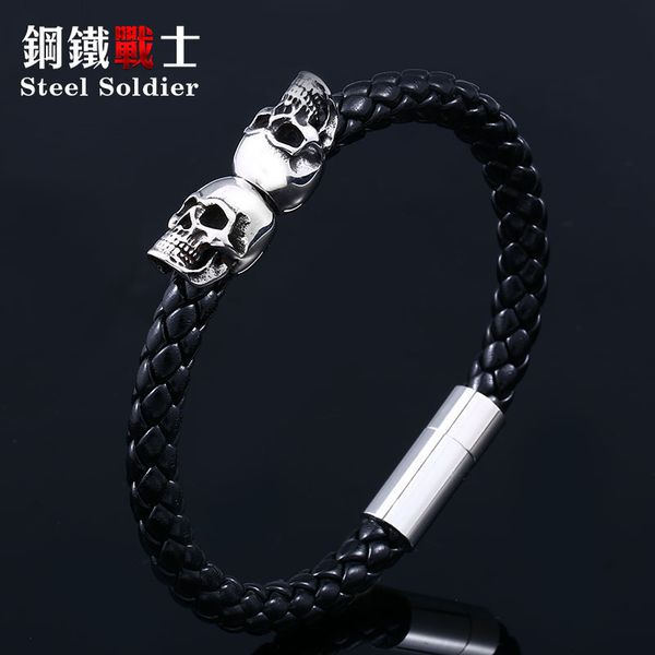 steel soldier skull skeleton head bangle bracelet genuine leather charm men stainless steel gift jewelry, Black
steel soldier skull skeleton head bangle bracelet genuine leather charm men stainless steel gift jewelry, Black