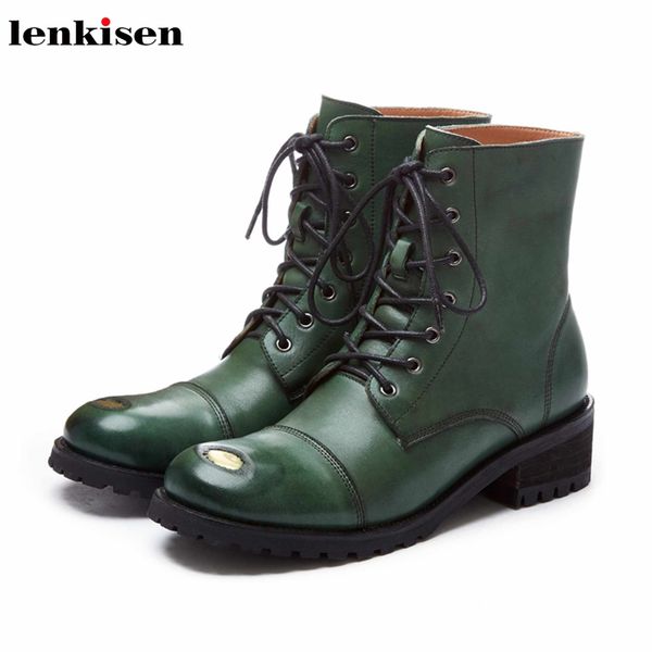 lenkisen new vintage british style genuine leather med heels round toe multicolor lace up winter women keep warm ankle boots l23, Black
lenkisen new vintage british style genuine leather med heels round toe multicolor lace up winter women keep warm ankle boots l23, Black