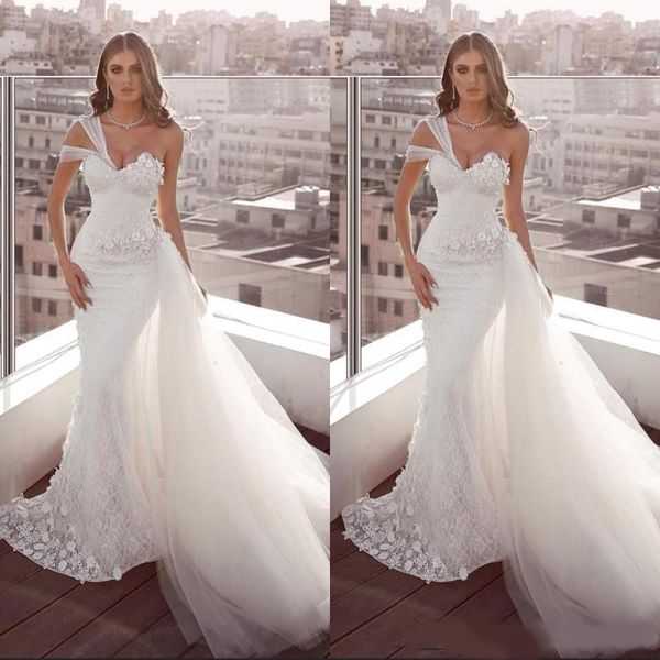 plus size lace wedding dresses mermaid one shoulder backless bridal gowns with tulle train beach garden vestido de noiva, White
plus size lace wedding dresses mermaid one shoulder backless bridal gowns with tulle train beach garden vestido de noiva, White