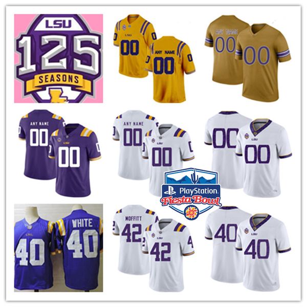 Custom NCAA LSU Tigers Jersey Jamal Adams Tae Provens Mannie Netherly Travin Dural Devin White Aaron Moffitt LSU Tigers 125 Seasons Jersey