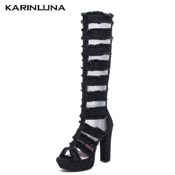 platform denim summer boots women's shoes summer large size 43 cool women's super high heels shoes woman knee high boots, Black
platform denim summer boots women's shoes summer large size 43 cool women's super high heels shoes woman knee high boots, Black