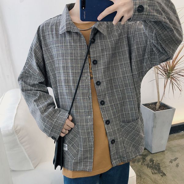 spring plaid shirt men's fashion retro casual shirt men streetwear wild loose korean long-sleeved jacket mens -2xl, White;black
spring plaid shirt men's fashion retro casual shirt men streetwear wild loose korean long-sleeved jacket mens -2xl, White;black