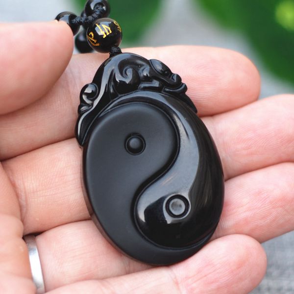 drop shipping natural brazil obsidian stone pendant carved chinese bagua jade pendant necklace men's fine crystal jewelry, Silver 
drop shipping natural brazil obsidian stone pendant carved chinese bagua jade pendant necklace men's fine crystal jewelry, Silver