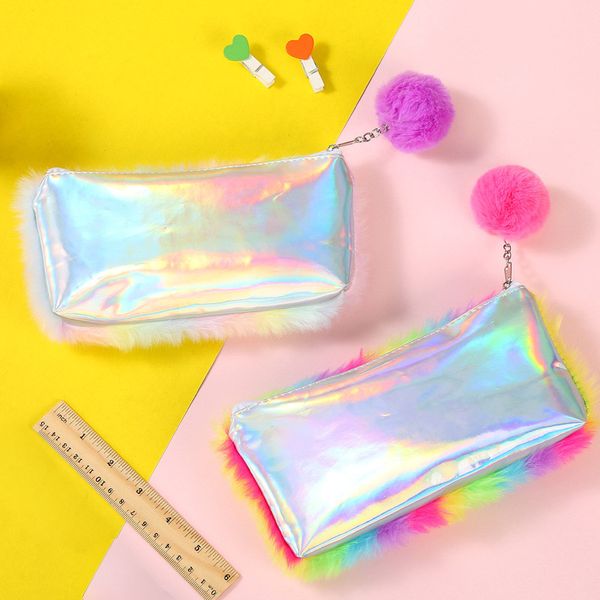 1 pcs rainbow color plush pencil case makeup bags pompom ball decor stationery pouch und sale
1 pcs rainbow color plush pencil case makeup bags pompom ball decor stationery pouch und sale