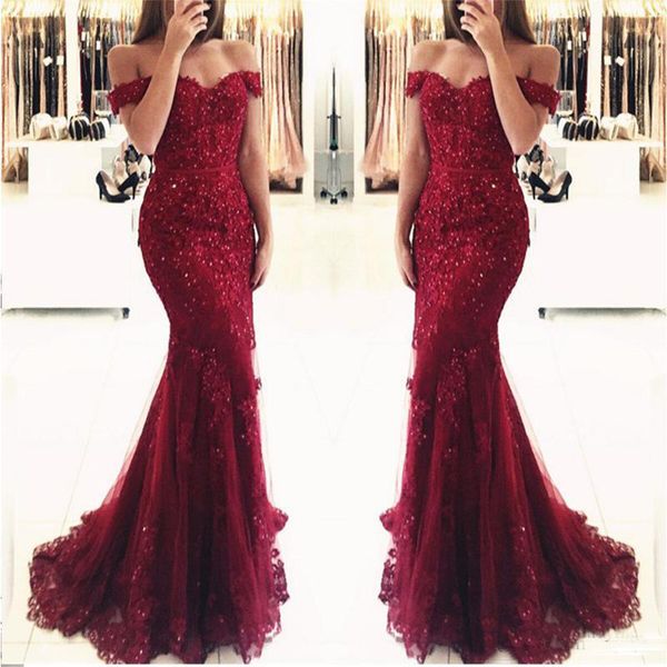 Burgundy Robe De Soiree 2018 Mermaid Off Shouder Tulle Appliques Lace Sexy Long Prom Dresses Prom Gown Evening Dress
Burgundy Robe De Soiree 2018 Mermaid Off Shouder Tulle Appliques Lace Sexy Long Prom Dresses Prom Gown Evening Dress