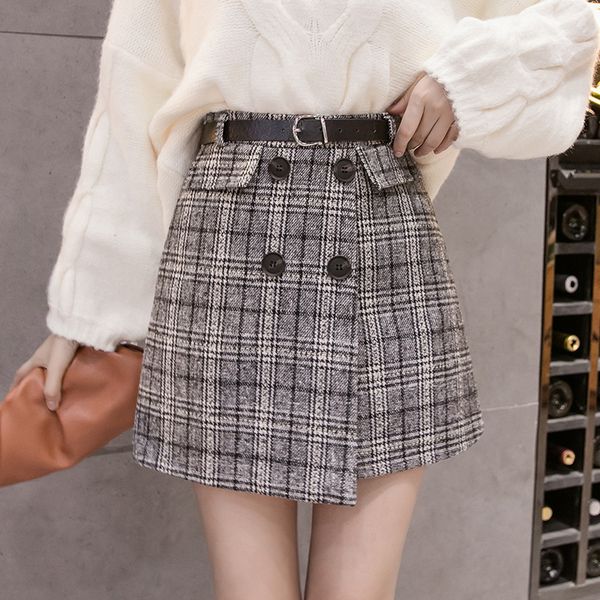 winter korean plaid a-line women mini skirt casual sashes button high waist kawaii skirts female vintage pockets sweet skirt, Black
winter korean plaid a-line women mini skirt casual sashes button high waist kawaii skirts female vintage pockets sweet skirt, Black