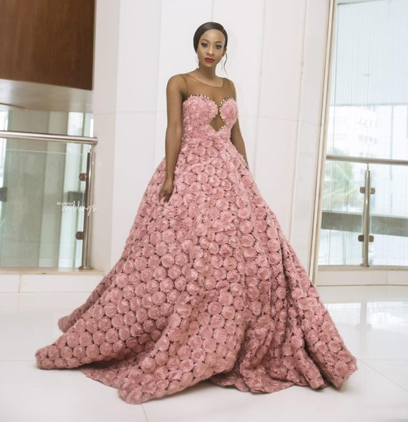 2019 gorgeous prom dresses sheer jewel neck 3d floral appliqued beads pink rose flower evening dress a line sweep train formal party gowns, Black
2019 gorgeous prom dresses sheer jewel neck 3d floral appliqued beads pink rose flower evening dress a line sweep train formal party gowns, Black