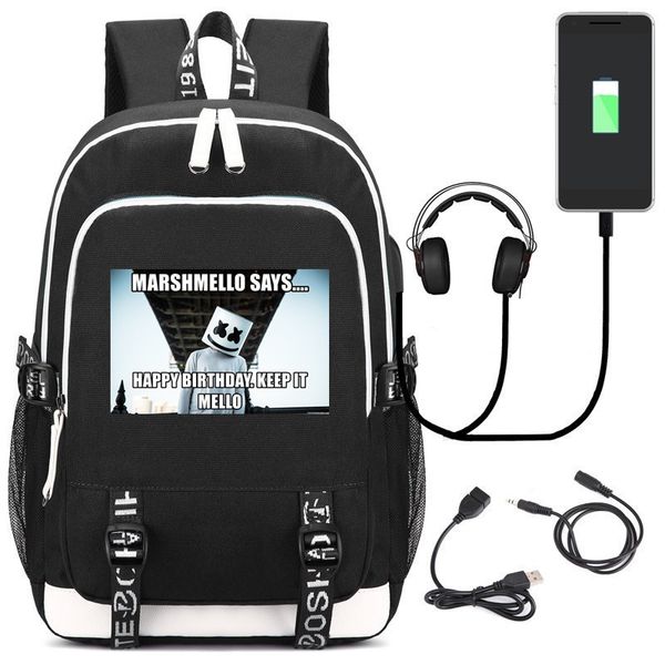 

dengpao dj marshmello helmet lapbackpack usb school bags for teenagers boys girls child fashion bookbag children's satchel