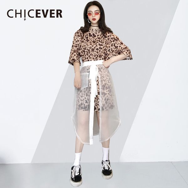 chicever summer costumes for women 2018 leopard long t-shirt sezy transparent lace up split skirt women's suit fashion tide, White
chicever summer costumes for women 2018 leopard long t-shirt sezy transparent lace up split skirt women's suit fashion tide, White