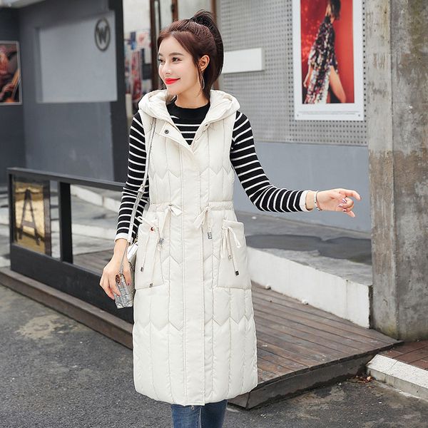 autumn winter women hooded cotton vest lace up casual waistcoat female sleeveless long vest jacket slim fit warm ladies coat, Black;white
autumn winter women hooded cotton vest lace up casual waistcoat female sleeveless long vest jacket slim fit warm ladies coat, Black;white