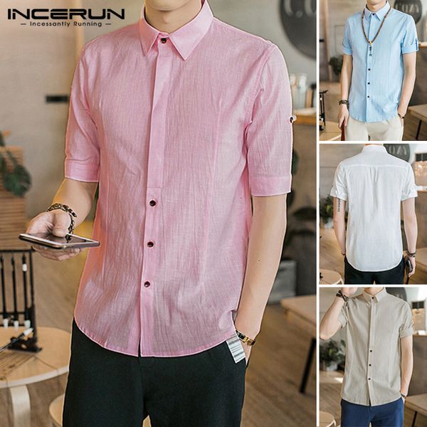 incerun 2020 summer men short sleeve lapel shirts casual solid color shirts cotton button up blouse man chinese style 5xl, White;black
incerun 2020 summer men short sleeve lapel shirts casual solid color shirts cotton button up blouse man chinese style 5xl, White;black