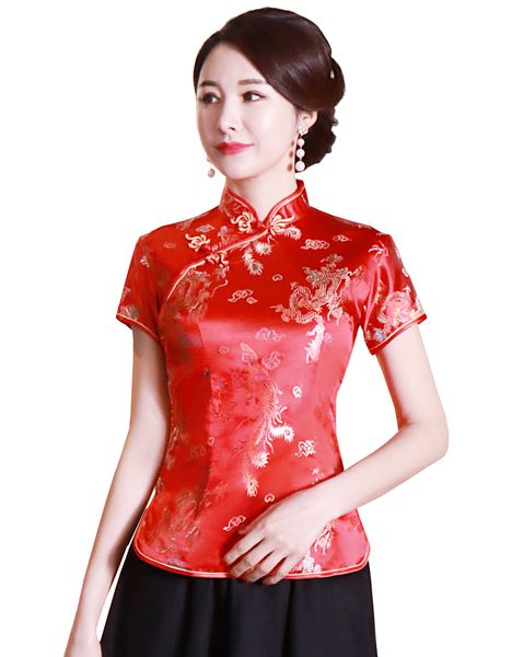 Shanghai Story Women's cheongsam top traditional Chinese Blouses/Satin Top dragon and phoenix blouse top flower embroidery qipao shirt
Shanghai Story Women's cheongsam top traditional Chinese Blouses/Satin Top dragon and phoenix blouse top flower embroidery qipao shirt