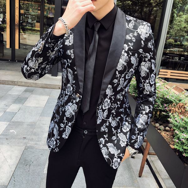 men floral blazer jacket autumn winter luxury blazer men slim fit casual wedding suit jackets long sleeve tuxedo 60, White;black
men floral blazer jacket autumn winter luxury blazer men slim fit casual wedding suit jackets long sleeve tuxedo 60, White;black