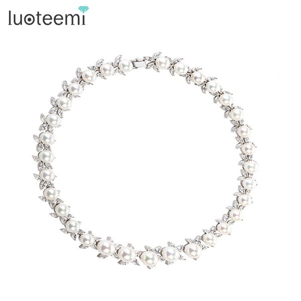 luoteemi women elegant cubic zircon and simulated pearl choker necklaces for luxury bridal wedding jewelry wholesale design, Slivery;golden
luoteemi women elegant cubic zircon and simulated pearl choker necklaces for luxury bridal wedding jewelry wholesale design, Slivery;golden