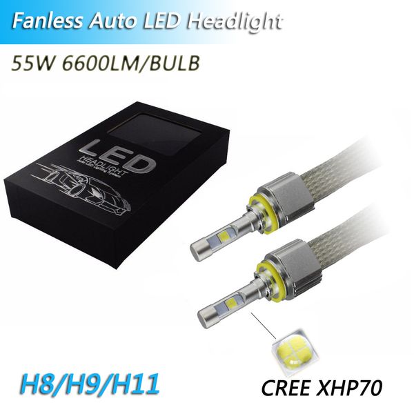 

1 set h8 h9 h11 110w 13200lm cr-ee xhp70 led headlight h4 h7 9005 9006 9012 hb3 hb4 hir2 fanless 6000k car driving fog lamp bulb