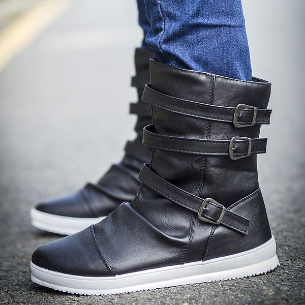 fashionable outdoor boots with belt buckle and high boots in autumn and winter style men's warm comfortable small white shoes, Black
fashionable outdoor boots with belt buckle and high boots in autumn and winter style men's warm comfortable small white shoes, Black