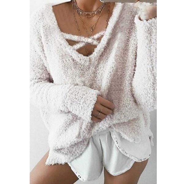 women sweater oversize cross v-neck ladies pullover casual loose fashion 2019 autumn casual femme, White;black
women sweater oversize cross v-neck ladies pullover casual loose fashion 2019 autumn casual femme, White;black