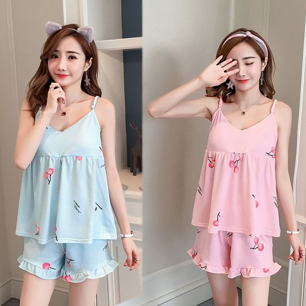 wavmit 2019 spring summer new women pajamas suit sleepwear shortless sleeve pyjamas with chest pad girl short pajamas pant, Blue;gray
wavmit 2019 spring summer new women pajamas suit sleepwear shortless sleeve pyjamas with chest pad girl short pajamas pant, Blue;gray
