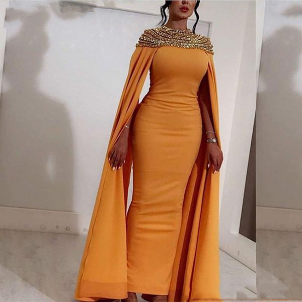 saudi arabic orange mermaid prom gowns with cloak high collar shiny crystal muslim long formal party gowns, White
saudi arabic orange mermaid prom gowns with cloak high collar shiny crystal muslim long formal party gowns, White