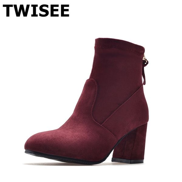 women mid calf boots new style zapatos mujer pumps fashion round toe square heels .5 cm woman casual shoes flock comfort, Black
women mid calf boots new style zapatos mujer pumps fashion round toe square heels .5 cm woman casual shoes flock comfort, Black