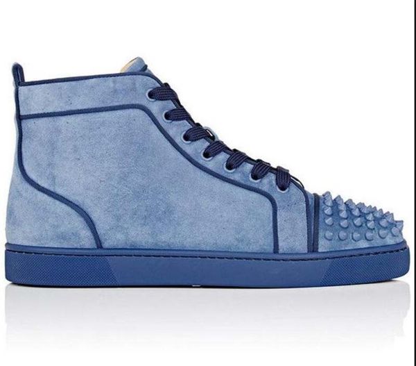 new style red soles casual sneaker collection louflat spikes orlato flat suede men's studded casual sneakers for women men's high, Black 
new style red soles casual sneaker collection louflat spikes orlato flat suede men's studded casual sneakers for women men's high, Black