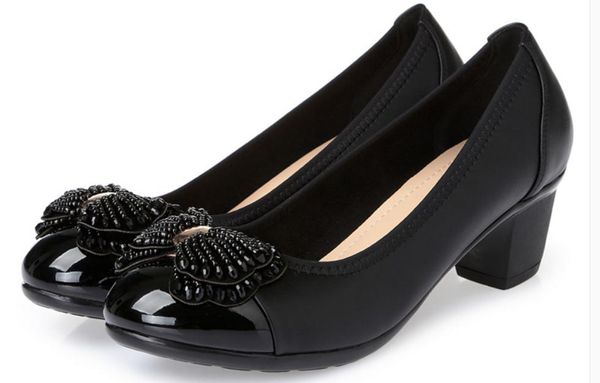 2019 women's shoes in spring and autumn with new style middle heel coarse heel round head bowknot mother shoes@8057, Black
2019 women's shoes in spring and autumn with new style middle heel coarse heel round head bowknot mother shoes@8057, Black