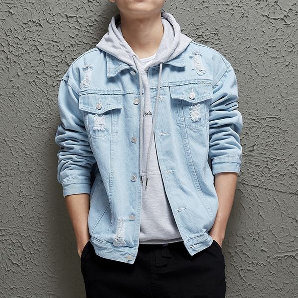 men's spring hole loose denim jacket men's autumn fashion solid color cotton denim jacket asian size s-2xl, Black;brown
men's spring hole loose denim jacket men's autumn fashion solid color cotton denim jacket asian size s-2xl, Black;brown
