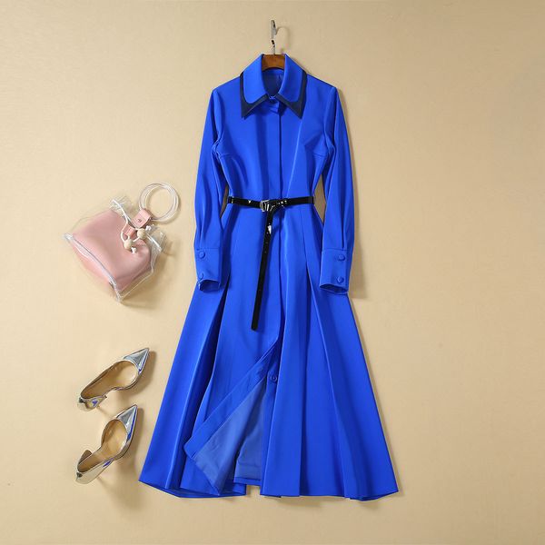 autumn 2019 new european and american women's wear long sleeve lapel blue fashion sash slim dress, Black;gray
autumn 2019 new european and american women's wear long sleeve lapel blue fashion sash slim dress, Black;gray