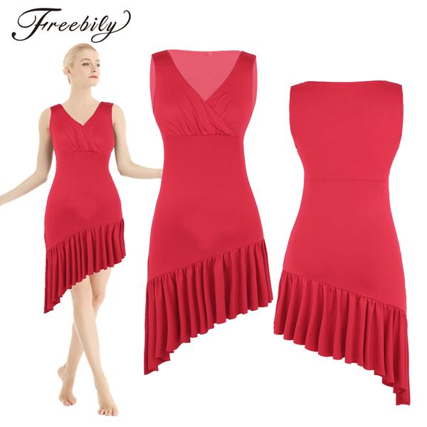 women sleeveless v-neck asymmetrical ruffle rumba tango salsa fringe latin dance dress latin competition dance dresses, Black;red
women sleeveless v-neck asymmetrical ruffle rumba tango salsa fringe latin dance dress latin competition dance dresses, Black;red