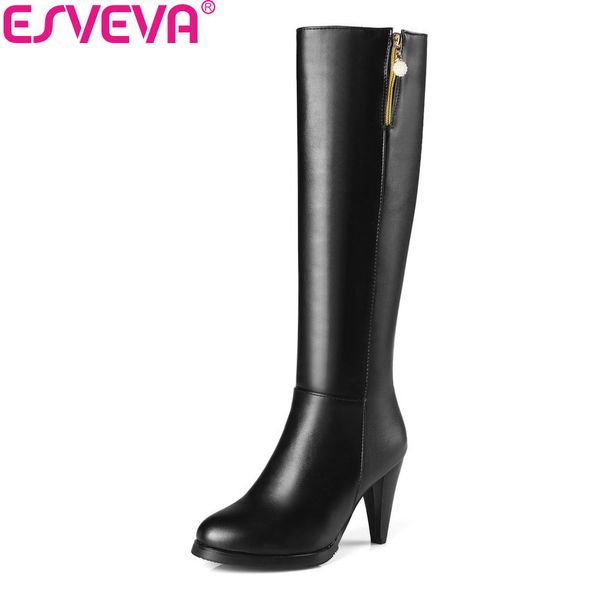 esveva 2020 women boots round toe western style spike high heel knee-high boots zippers elegant ladies solid size 34-43, Black
esveva 2020 women boots round toe western style spike high heel knee-high boots zippers elegant ladies solid size 34-43, Black