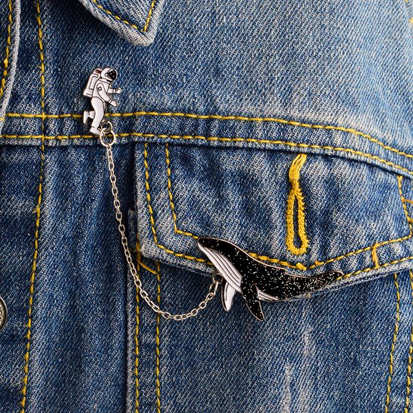 space astronaut enamel pins cartoon cute chain whale animal brooches fashion coat denim shirts badge jacket gift for women kids, Gray
space astronaut enamel pins cartoon cute chain whale animal brooches fashion coat denim shirts badge jacket gift for women kids, Gray