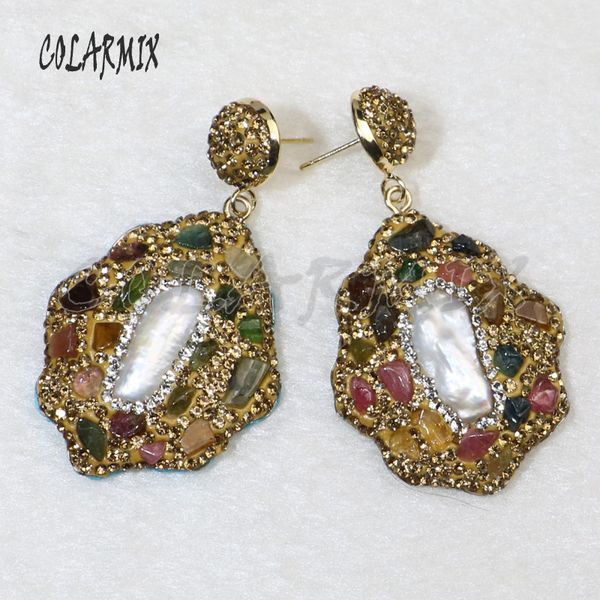 5 pairs mix stone earrings golden crystal dangle earrings drop earrings natural rainbow crystal accessories for women 8035, Silver
5 pairs mix stone earrings golden crystal dangle earrings drop earrings natural rainbow crystal accessories for women 8035, Silver
