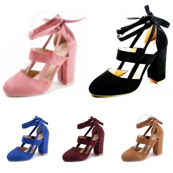 2020 whole sale women high heel suede ankle strap with thick heels pink red black blue size 35-40
2020 whole sale women high heel suede ankle strap with thick heels pink red black blue size 35-40