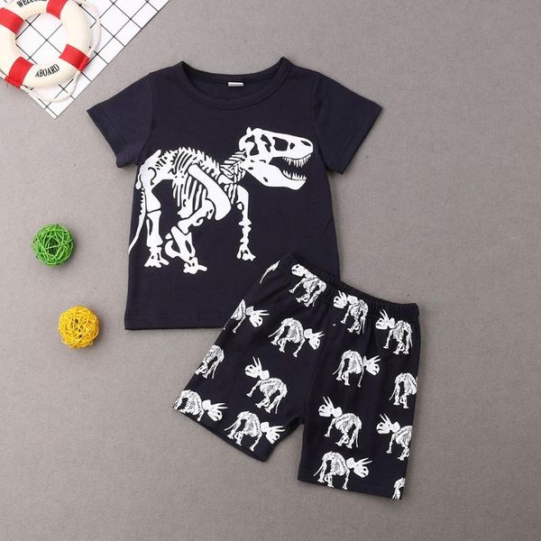 children kids boys cartoon dinosaur print t-shirt+shorts pajamas outfit set, White
children kids boys cartoon dinosaur print t-shirt+shorts pajamas outfit set, White